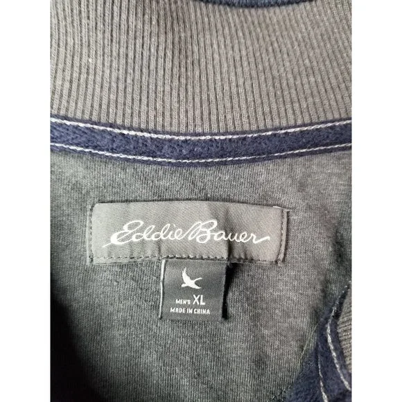 Eddie Bauer Shirt Mens XL Long Sleeve Quarter Zip Pullover Sweater Blue - Picture 6 of 8